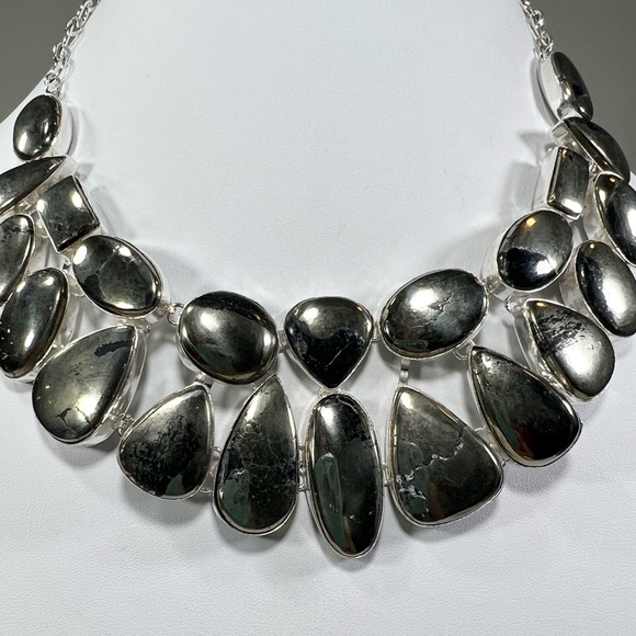 Apache Pyrite 925 “Fools Gold” Large Gemstone Necklace & Bracelet - Picture 6 of 15